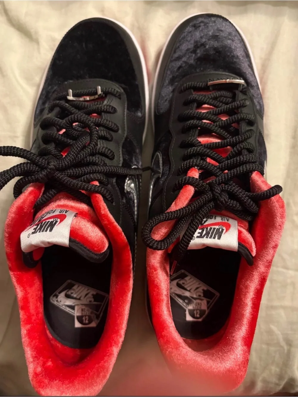 Nike Men's Black, Red & Silver Air Force ones